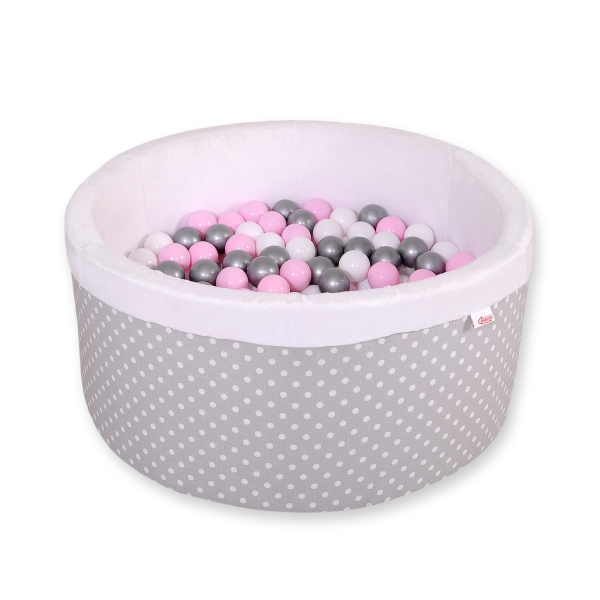 Piscina di Palline per Bambini Grigio Pois Bianchi