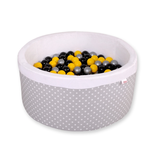 Piscina di Palline per Bambini Grigio Pois Bianchi