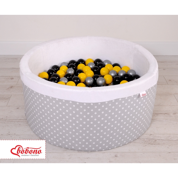 Piscina di Palline per Bambini Grigio Pois Bianchi