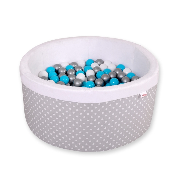 Piscina di Palline per Bambini Grigio Pois Bianchi