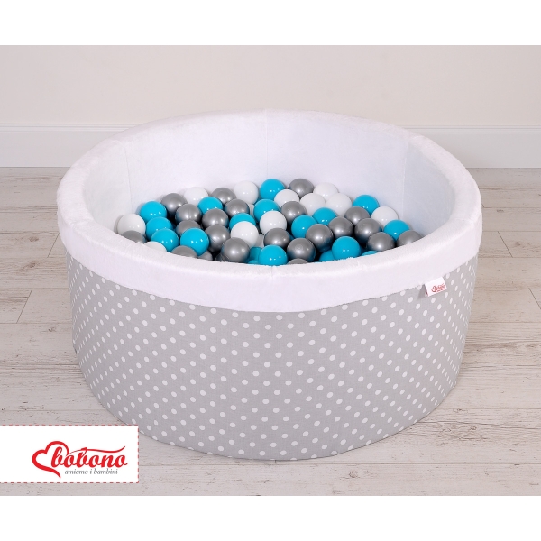 Piscina di Palline per Bambini Grigio Pois Bianchi