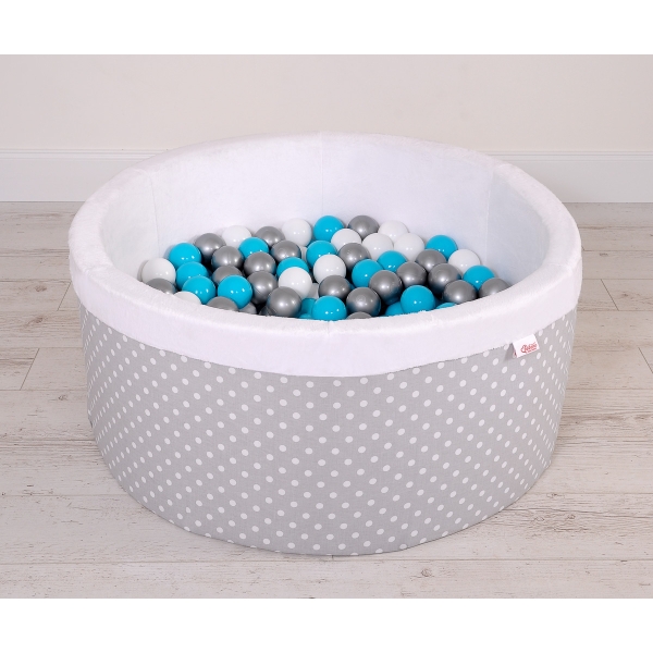 Piscina di Palline per Bambini Grigio Pois Bianchi