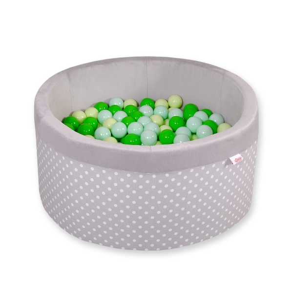 Piscina Morbida con Palline Grigio Pois Bianchi