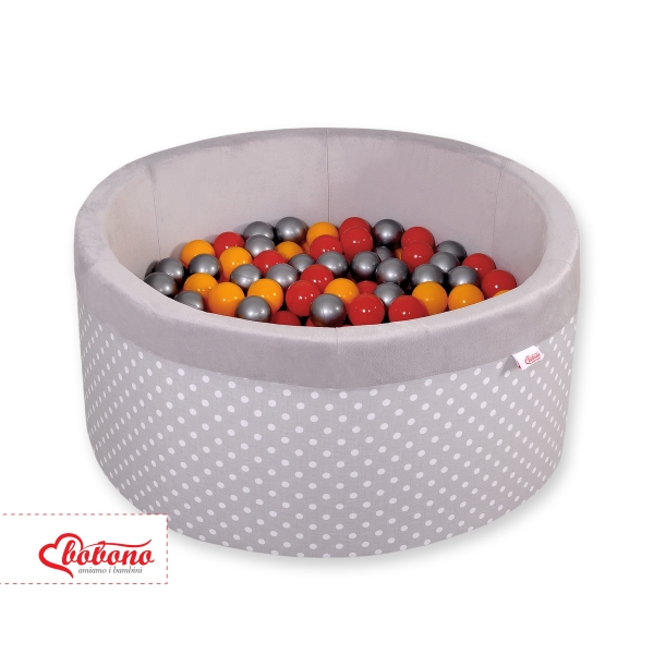 Piscina Morbida con Palline Grigio Pois Bianchi