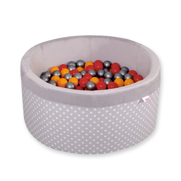 Piscina Morbida con Palline Grigio Pois Bianchi