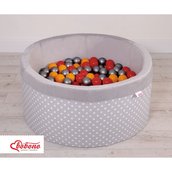 Piscina Morbida con Palline Grigio Pois Bianchi