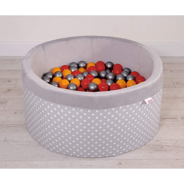 Piscina Morbida con Palline Grigio Pois Bianchi