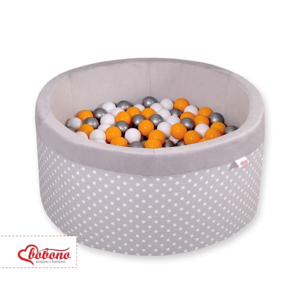 Piscina Morbida con Palline Grigio Pois Bianchi