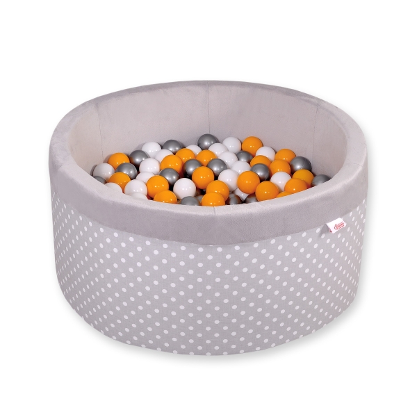 Piscina Morbida con Palline Grigio Pois Bianchi
