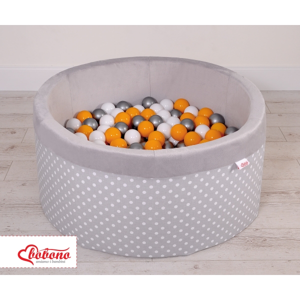 Piscina Morbida con Palline Grigio Pois Bianchi