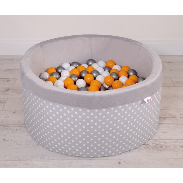 Piscina Morbida con Palline Grigio Pois Bianchi