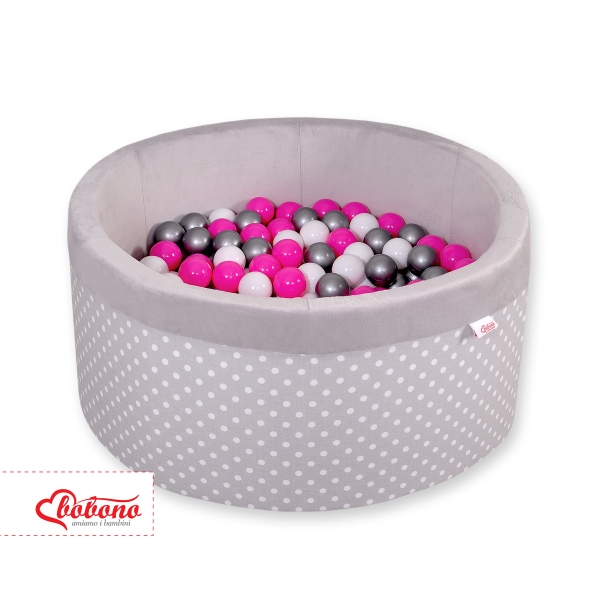 Piscina Morbida con Palline Grigio Pois Bianchi
