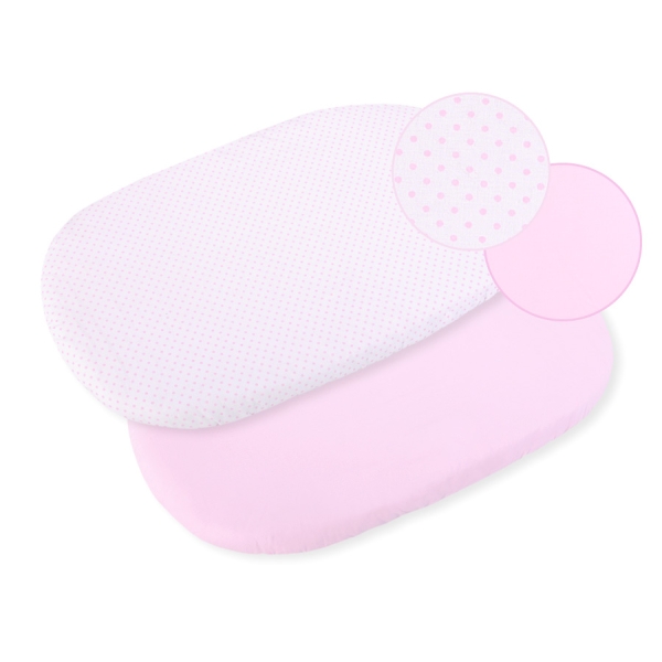 Lenzuolo con angoli in cotone per culla - 2 pezzi Rosa Set