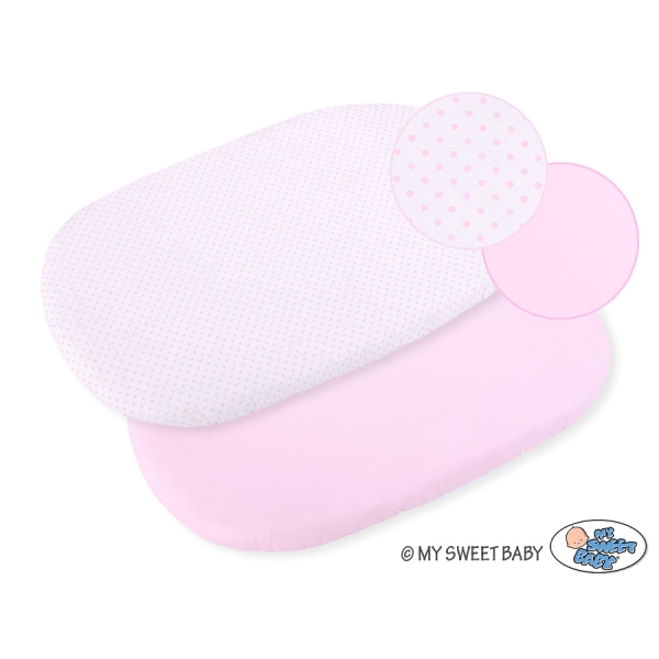 Lenzuolo con angoli in cotone per culla - 2 pezzi Rosa Set