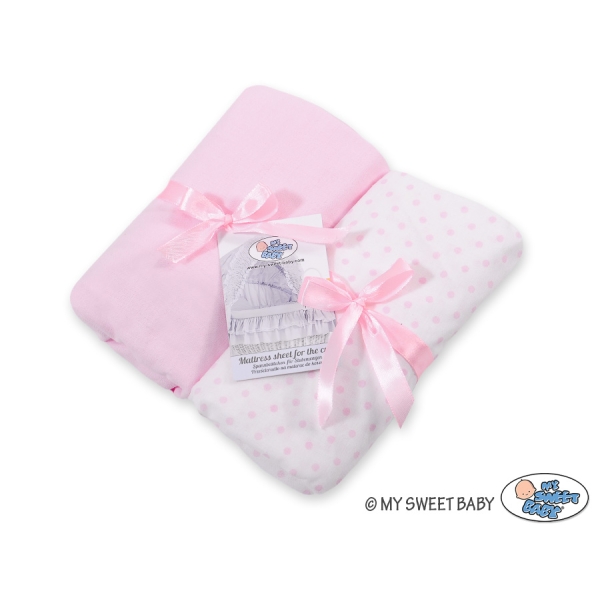 Lenzuolo con angoli in cotone per culla - 2 pezzi Rosa Set