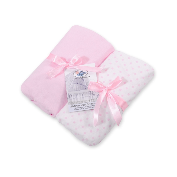 Lenzuolo con angoli in cotone per culla - 2 pezzi Rosa Set