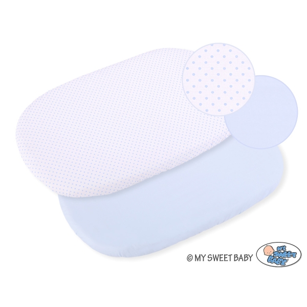 Lenzuolo con angoli in cotone per culla - 2 pezzi Blu Set