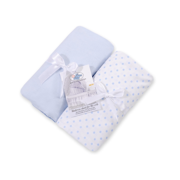 Lenzuolo con angoli in cotone per culla - 2 pezzi Blu Set