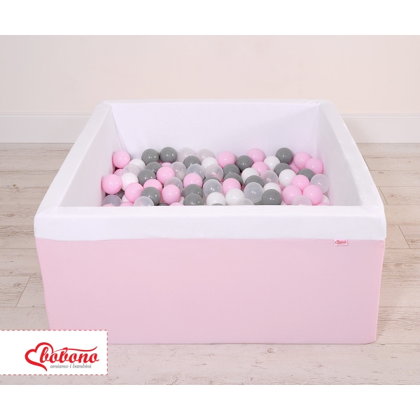 Quadrato Piscina di Palline con 200 Palline Colorate Rosa