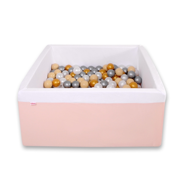 Quadrato Piscina Morbida con Palline Rosa Cipria