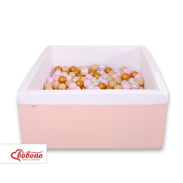 Quadrato Piscina Morbida con Palline Rosa Cipria
