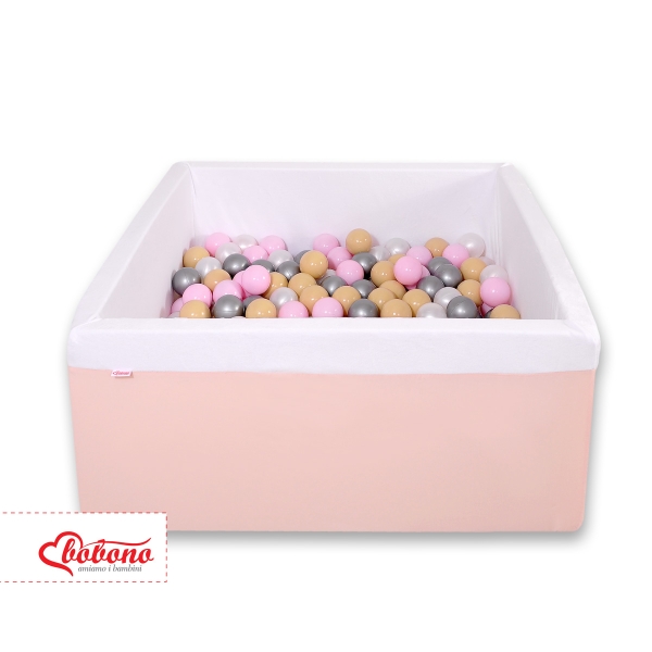 Quadrato Piscina Morbida con Palline Rosa Cipria