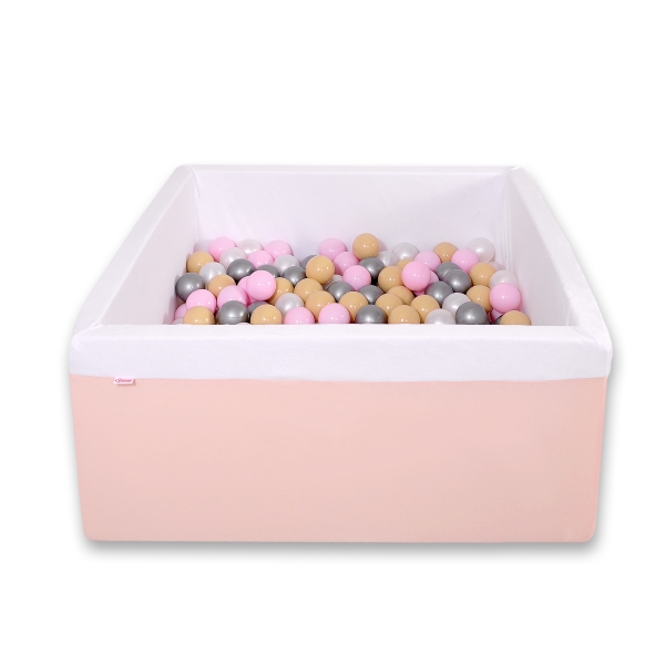 Quadrato Piscina Morbida con Palline Rosa Cipria
