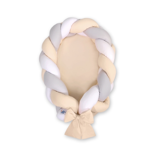Riduttore per Neonati Paracolpi Treccia 2 in 1 Grigio Beige