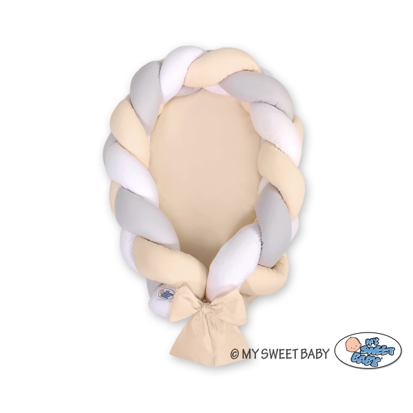 Riduttore per Neonati Paracolpi Treccia 2 in 1 Grigio Beige