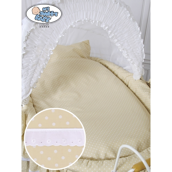 Romantica Culla Vintage in Vimini Completa Bianca Beige Cristina