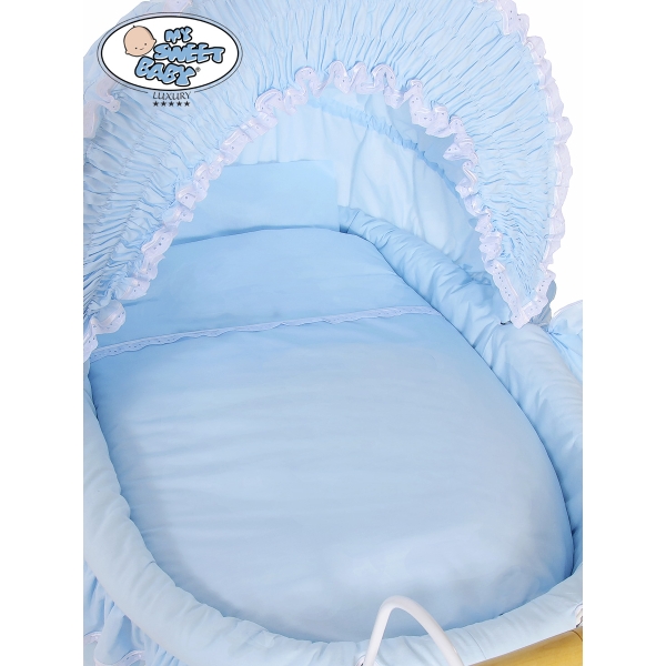 Romantica Culla Vintage in Vimini Completa Blu Vittoria