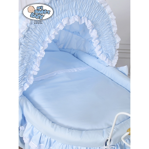 Romantica Culla Vintage in Vimini Completa Blu Vittoria
