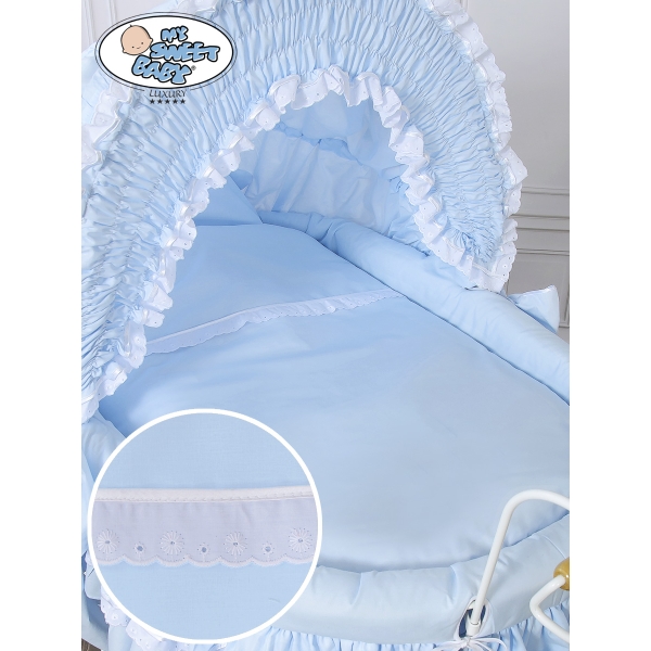 Romantica Culla Vintage in Vimini Completa Blu Vittoria