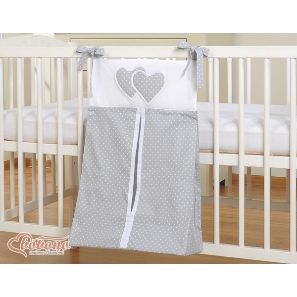 Sacca Organizer per Pannolini Grigio Pois Bianchi Cuori