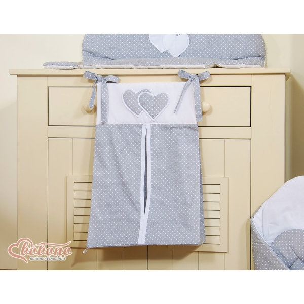 Sacca Organizer per Pannolini Grigio Pois Bianchi Cuori