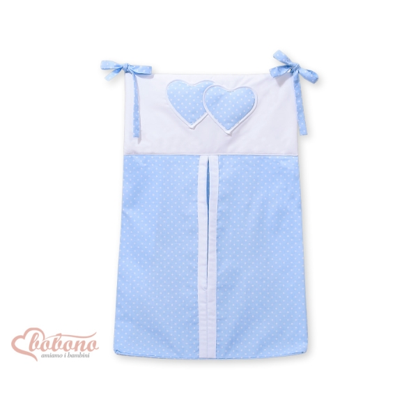 Sacca Organizer per Pannolini Menta Blu Pois Bianchi Cuori