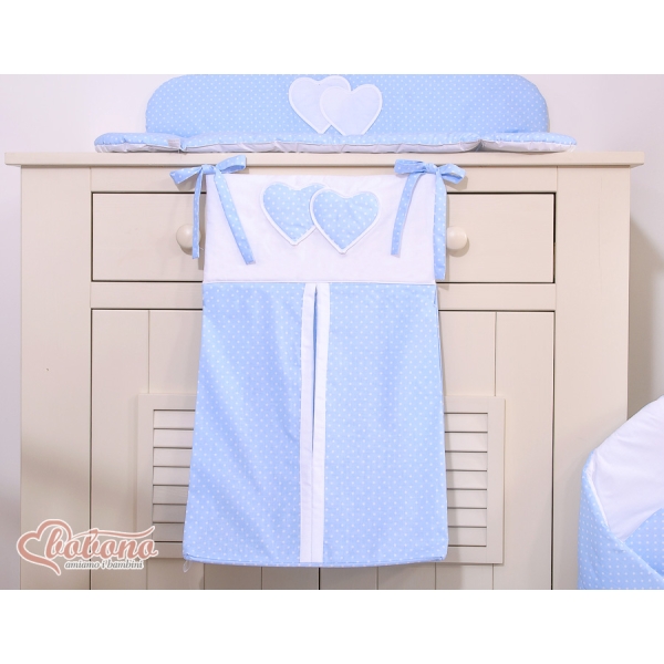 Sacca Organizer per Pannolini Menta Blu Pois Bianchi Cuori