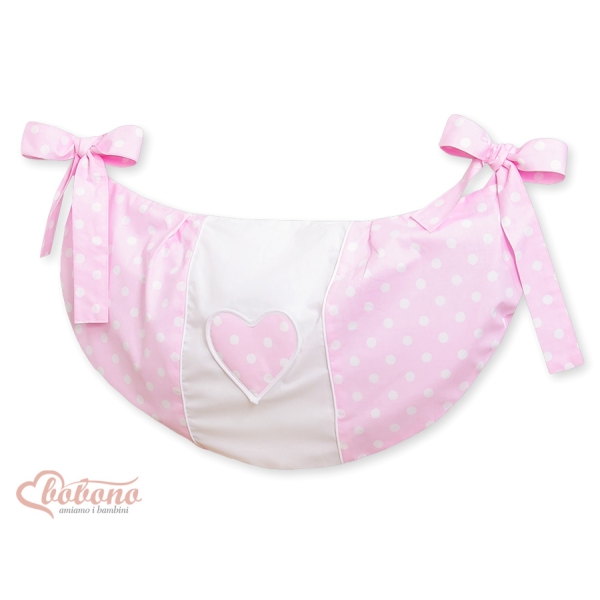Sacca per Giochi Giocattoli Rosa Pois Bianchi Cuori