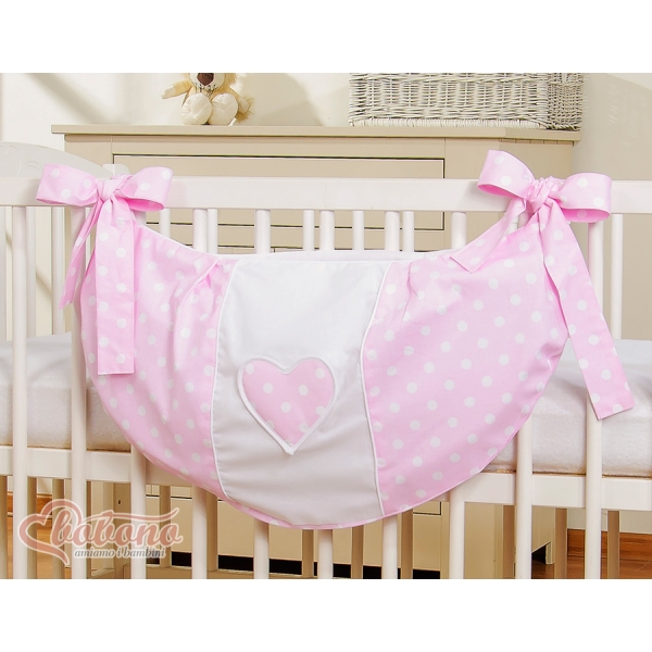 Sacca per Giochi Giocattoli Rosa Pois Bianchi Cuori