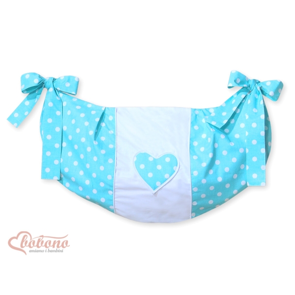 Sacca per Giochi Giocattoli Turchese Pois Bianchi Cuori