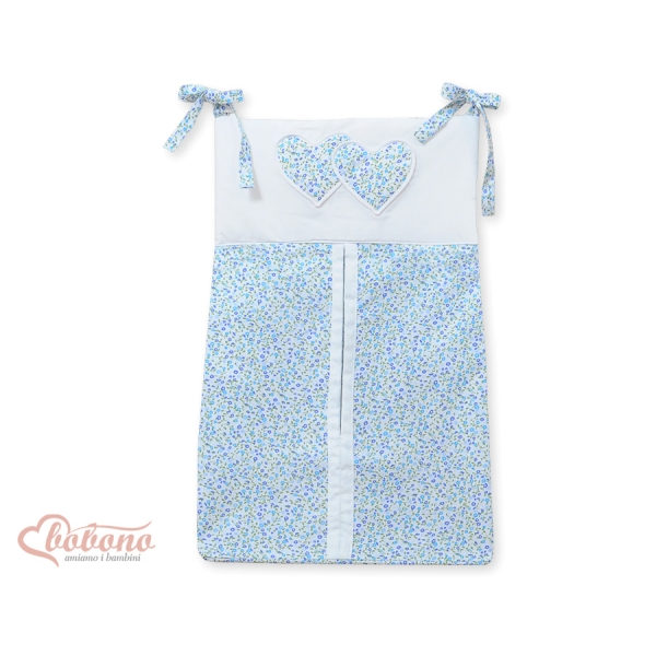 Sacca per Pannolini per Lettino Neonato Blu Fiori Fiori Cuori