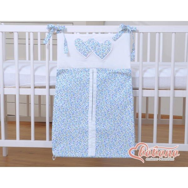 Sacca per Pannolini per Lettino Neonato Blu Fiori Fiori Cuori