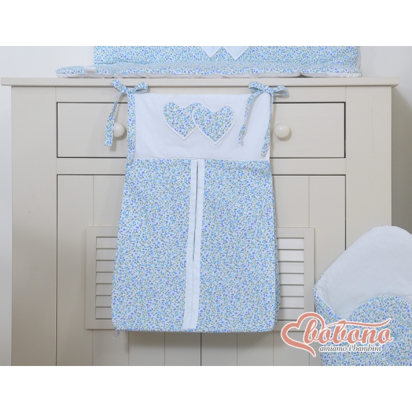 Sacca per Pannolini per Lettino Neonato Blu Fiori Fiori Cuori