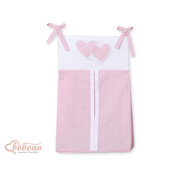 Sacca per Pannolini per Lettino Neonato Rosa a Scacchi Cuori