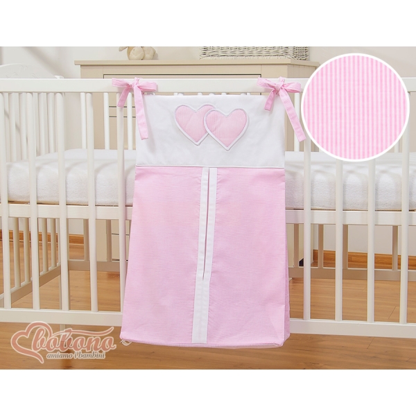 Sacca per Pannolini per Lettino Neonato Rosa a Strisce Cuori
