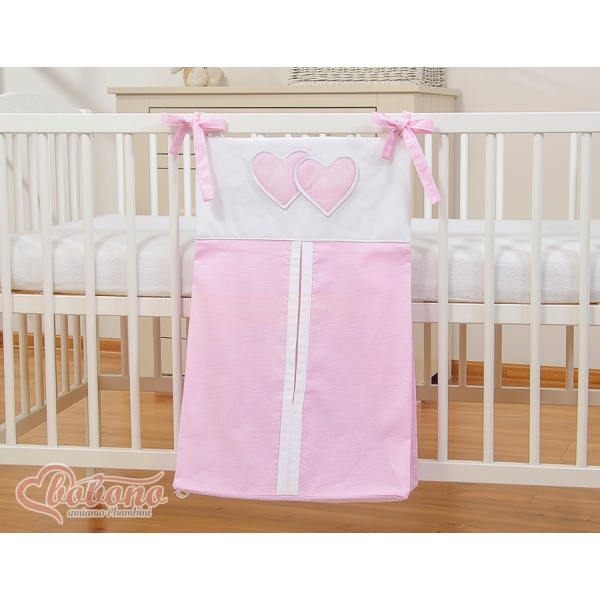 Sacca per Pannolini per Lettino Neonato Rosa a Strisce Cuori