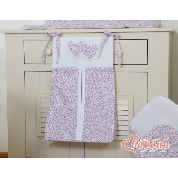 Sacca per Pannolini per Lettino Neonato Rosa Fiori Fiori Cuori