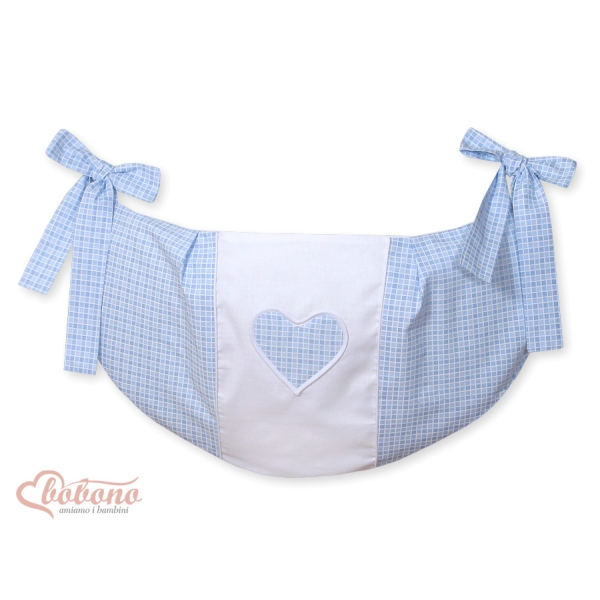 Sacca Portagiochi per Lettino - Cuori Blu a Scacchi Cuori