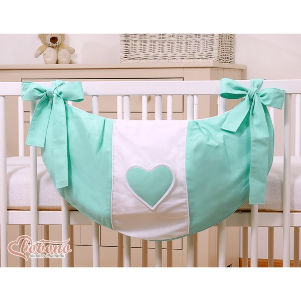 Sacca Portagiochi per Lettino - Cuori Menta Cuori