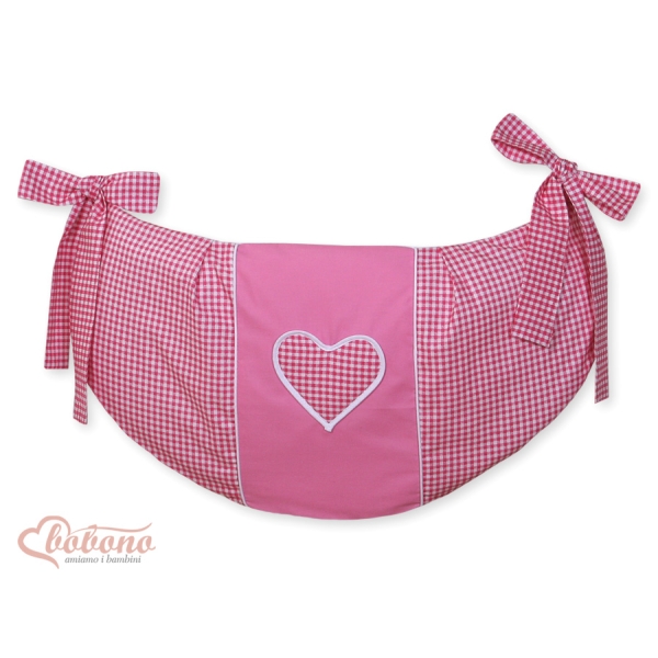 Sacca Portagiochi per Lettino - Cuori Rosa a Scacchi Cuori